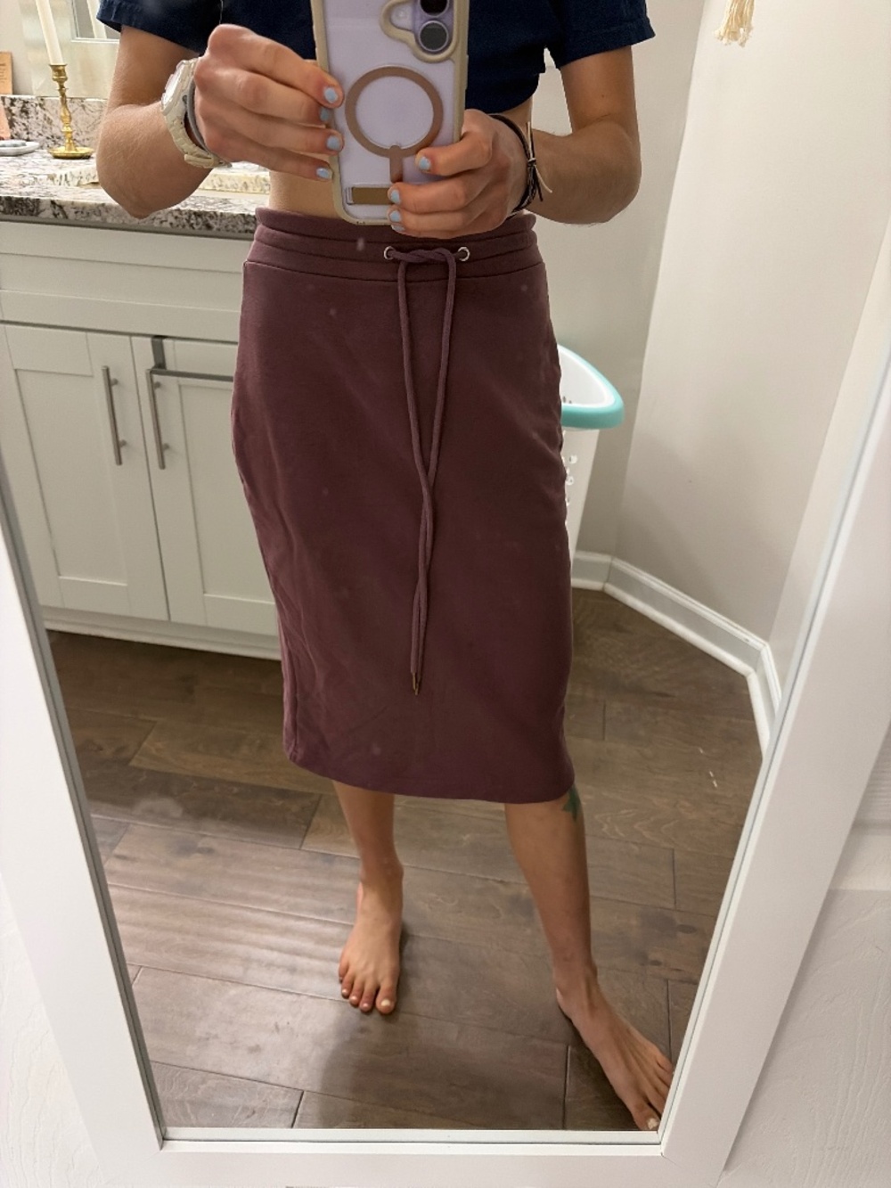 Burgundy extra small main street exchange calf long skirt
